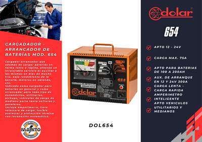 CARGADOR - ARRANCANDOR DE BATERIA MODELO 654