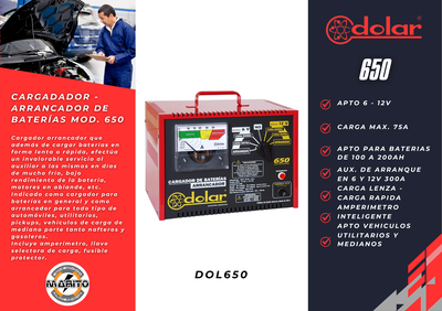 CARGADOR - ARRANCANDOR DE BATERIA MODELO 650