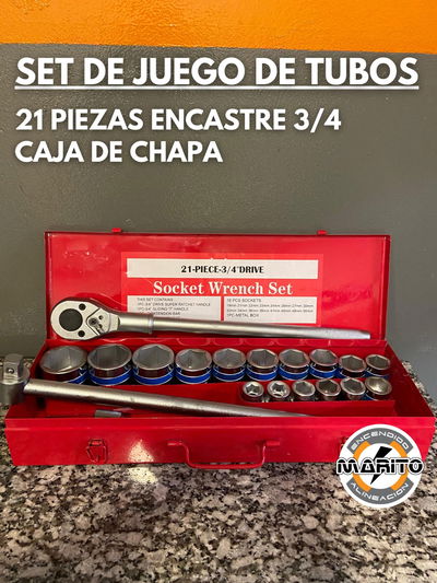 Set de juego de tubos 21 piezas encastre 3/4