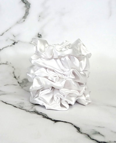 Pack x 6 Scrunchies Blanco Satén