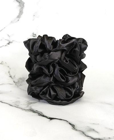 Pack x 6 Scrunchies Negro Satén