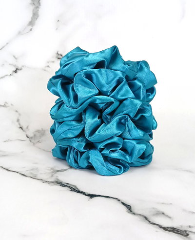 Pack x 6 Scrunchies Turquesa Satén