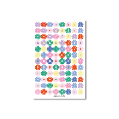 Plancha de Stickers Alfabeto Flores