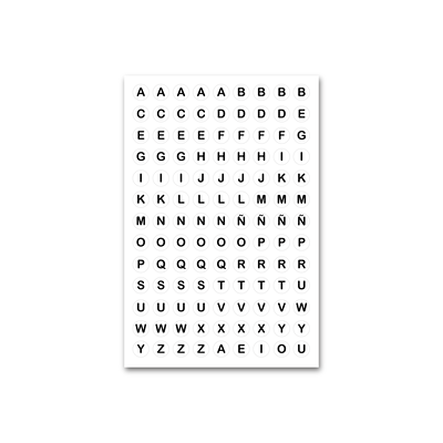 Plancha de Stickers: Alfabeto Beads B&W