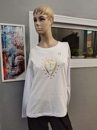 Remera JP corazón brilloso