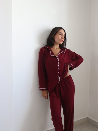 Pijama Camisero - Bordo