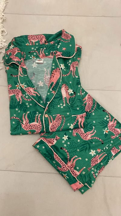 Pijama Camisero - Leopardo verde