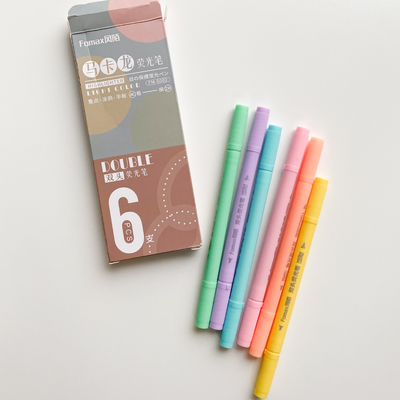 Resaltadores Doble Punta Pastel x 6unidades