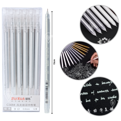 Lapicera color PLATEADO x 12 unidades