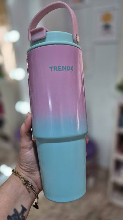 Botella Termica pastel con sorbete y manija 