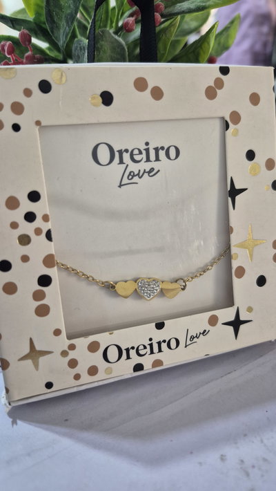 Pulsera Dorada 3 corazones 
