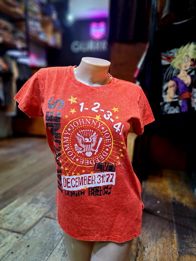 50cm Remera Nevada Ramones 1,2,3,4 Roja