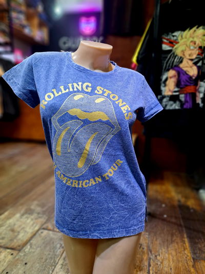 50cm Remera Nevada Lengua Dorada Azul