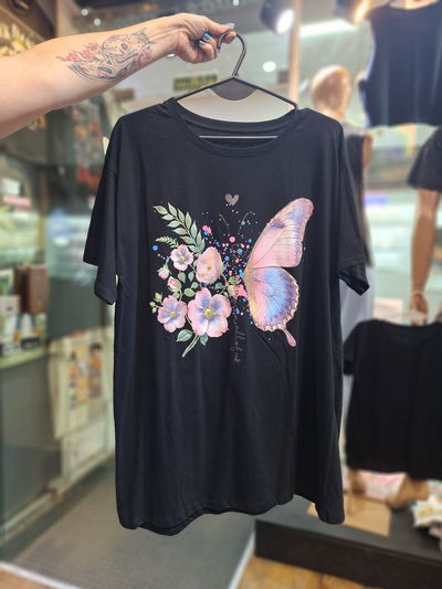 Remerón II Mariposa Flores Negro