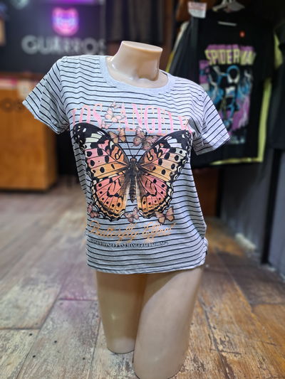 50cm Remera Rayada Gris Mariposa LA