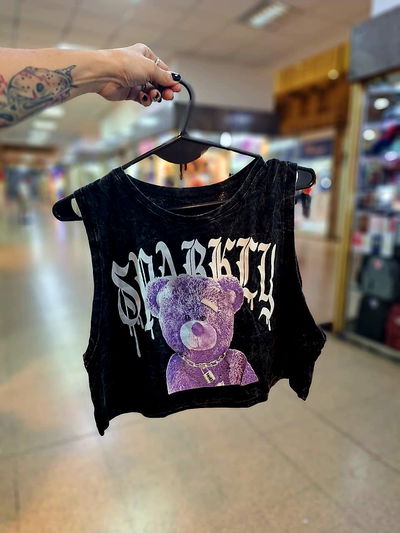 Muscu Crop Nevado Osito Lila