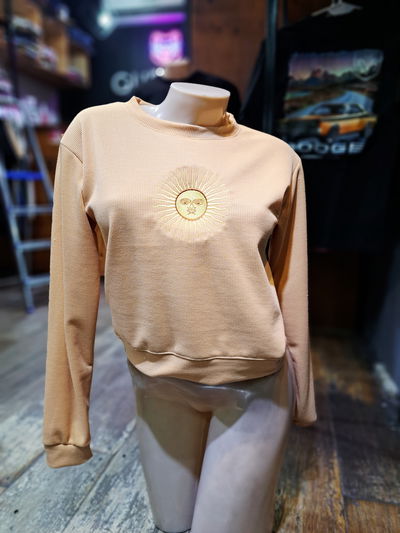 Buzo Corto Beige Tela Wafle Bordado Argentina