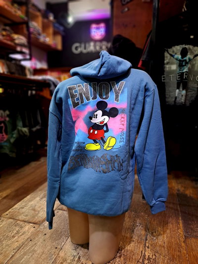 Buzo Canguro Mickey Enjoy Azul Pastel