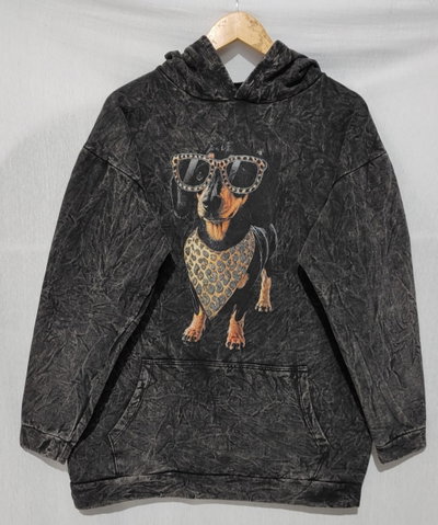 Buzo Canguro Nevado Perro Salchicha Animal Print