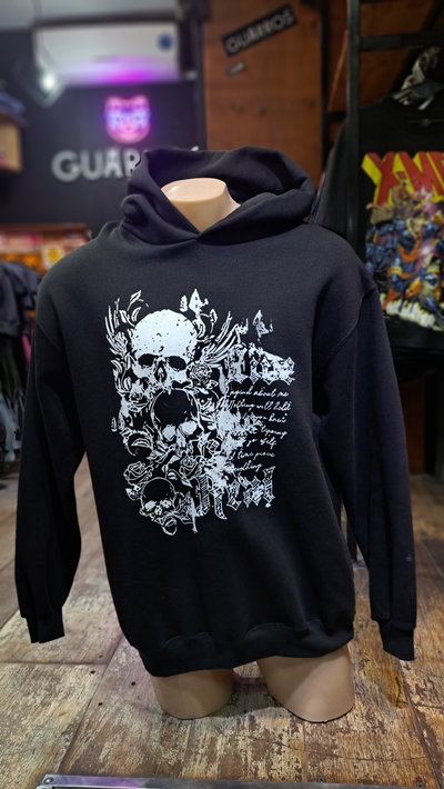 Buzo Canguro Negro Calavera Real