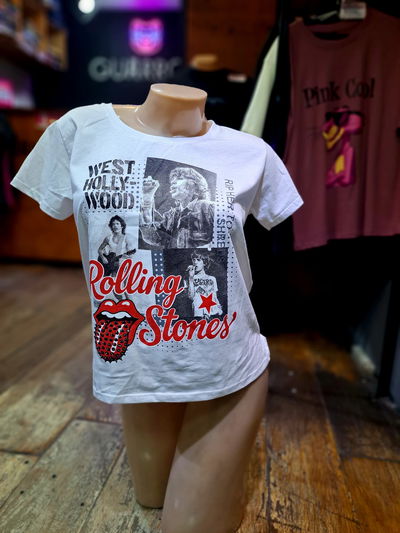 50cm Remera Blanca Rolling Stones Hollywood