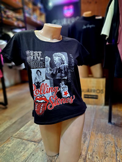 50cm Remera Negra Rolling Stones Hollywood