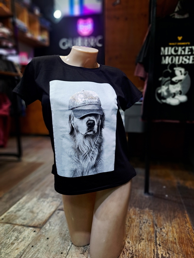Remera Negra |Talle Único Mujer| Perrito California