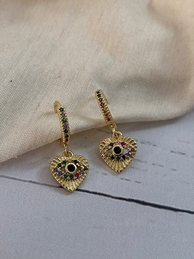 Aros con dije corazon