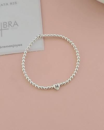 PULSERA VIDA CON 1 CORAZÓN GRABADO