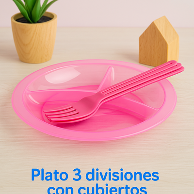 Plato 3 divisiones con cubiertos