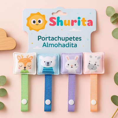Portachupete con prendedor almohadita por 4 unidades