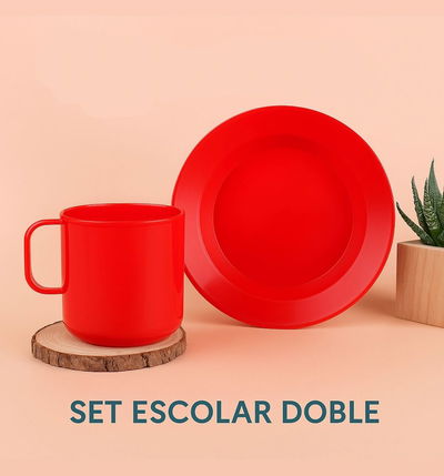 Set escolar doble: plato hondo y taza
