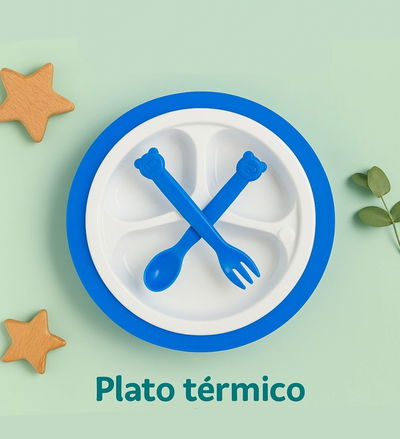 Plato térmico con cubiertos