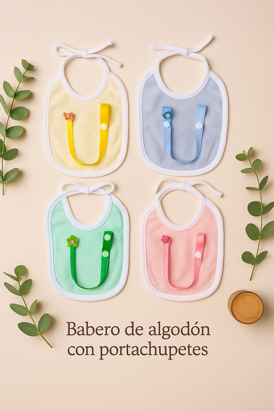 Babero algodón con portachupete
