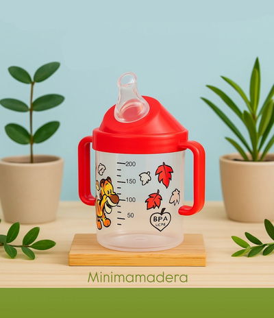 Minimamadera decorada con asas, 250ml.
