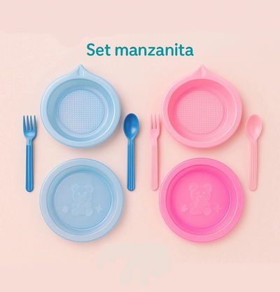 Set Manzanita: Rallador de manzana, plato playo y cubiertos