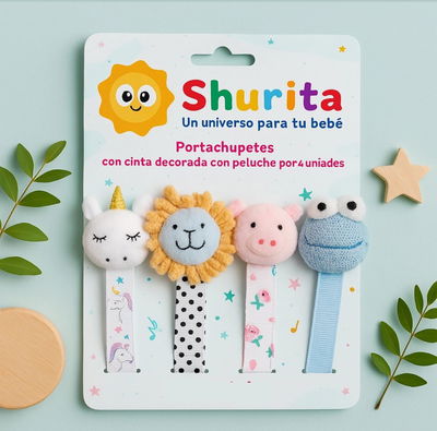 Portachupete decorada con prendedor peluche por 4 unidades
