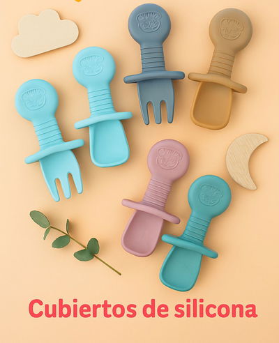 Cubiertos de silicona - cuchara y tenedor