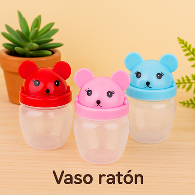 Vaso antiderrame ratón con pajita