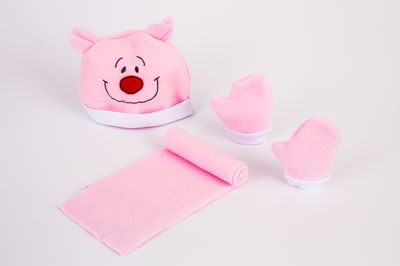 Set polar bordado: gorro bordado con orejas, bufanda y guantes