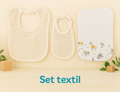 Set textil: babero lunares, babero algodón y babita