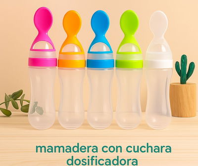 Mamadera con cuchara dosificadora, de silicona, de 120ml.- REBAJADO!