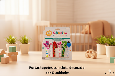Portachupete decorada con prendedor por 6 unidades