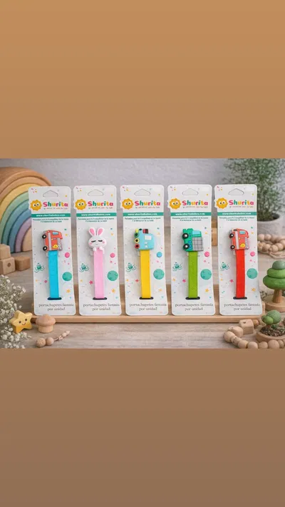  NUEVO-Portachupete con prendedor fantasía flexible por unidad