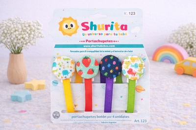 Portachupete con prendedor botón por 4 unidades