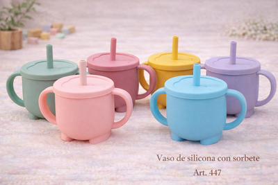 Vaso con tapa y sorbete, todo silicona - NUEVO!