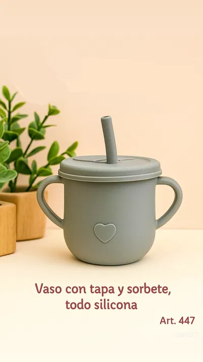 Vaso con tapa y sorbete, todo silicona - NUEVO!