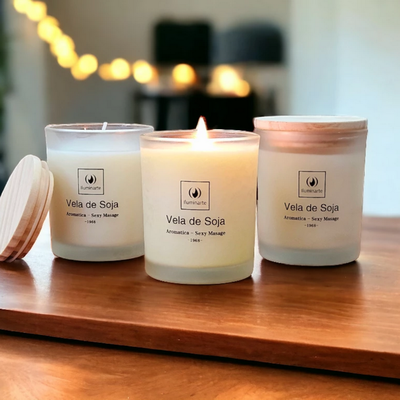 VELAS DE SOJA FRASCO TAPA MADERA 160grs