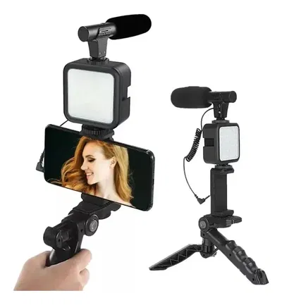KIT STREAMING PARA CELULAR, CON TRIPODE, LUZ, SOPORTE Y MICROFONO