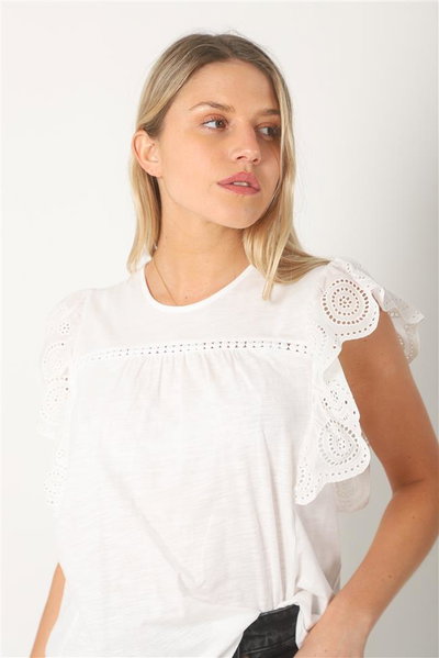 Blusa Broderie con manga volados 
